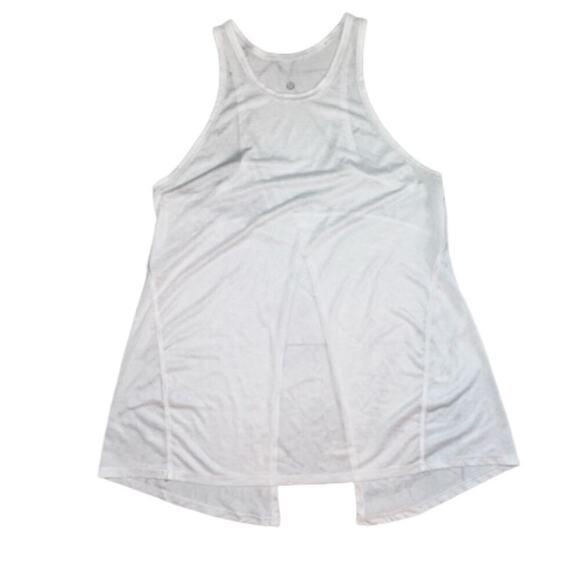 Lululemon Semi Sheer Heathered White Yoga Tank Split Rear Hem Size M see photos - Picture 1 of 8